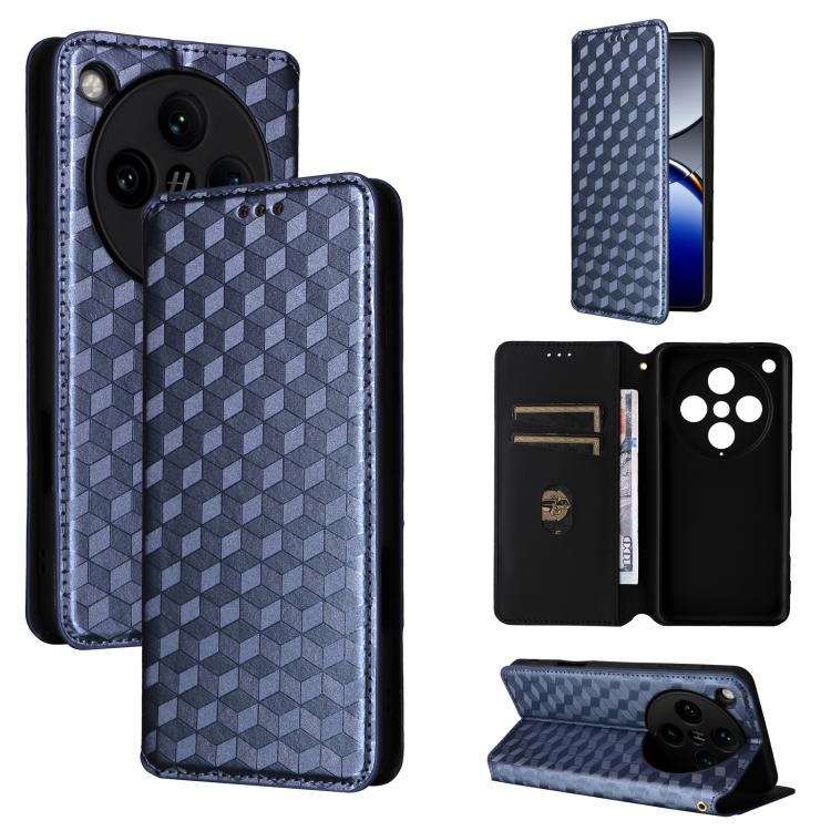 

For OPPO Find X8 Pro 5G Cubic Grid Texture Flip Leather Phone Case(Blue)