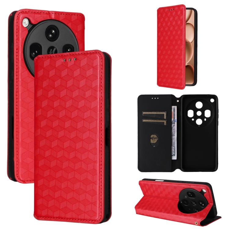 

For OPPO Find X8 Ultra 5G Cubic Grid Texture Flip Leather Phone Case(Red)