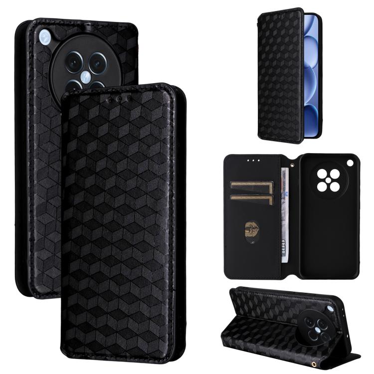 

For OPPO Find X8s 5G Cubic Grid Texture Flip Leather Phone Case(Black)