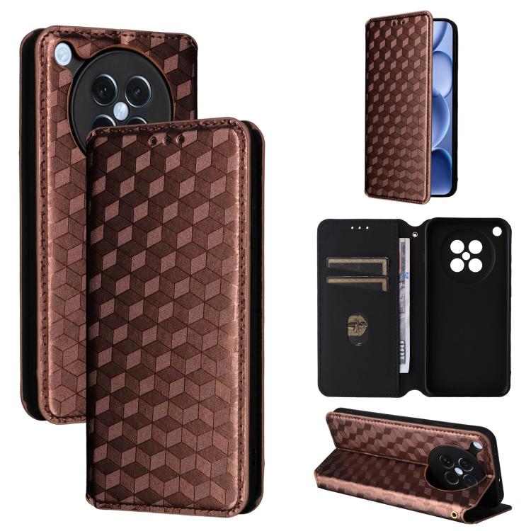 

For OPPO Find X8s 5G Cubic Grid Texture Flip Leather Phone Case(Brown)