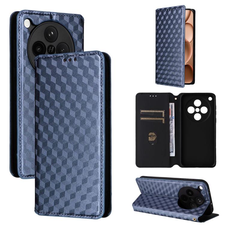 

For OPPO Find X8s+ 5G Cubic Grid Texture Flip Leather Phone Case(Blue)