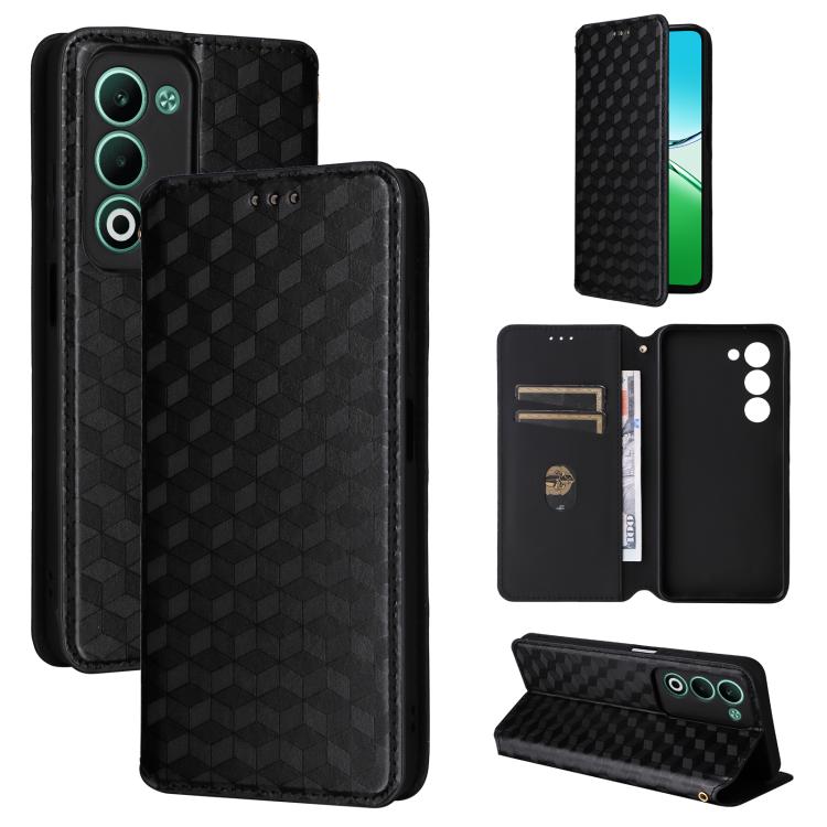 

For OPPO A5 5G / 4G Global / A5M Cubic Grid Texture Flip Leather Phone Case(Black)