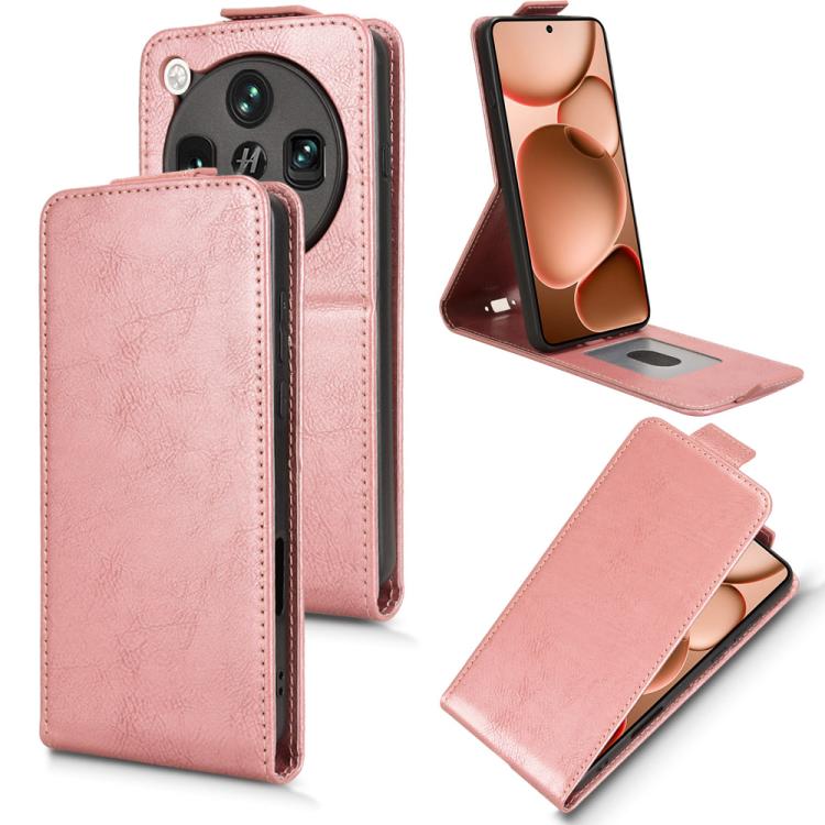

For OPPO Find X8 Ultra 5G Magnetic Vertical Flip Leather Phone Case with Buckle(Rose Gold)