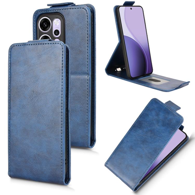

For OPPO Reno14 Global Magnetic Vertical Flip Leather Phone Case with Buckle(Blue)