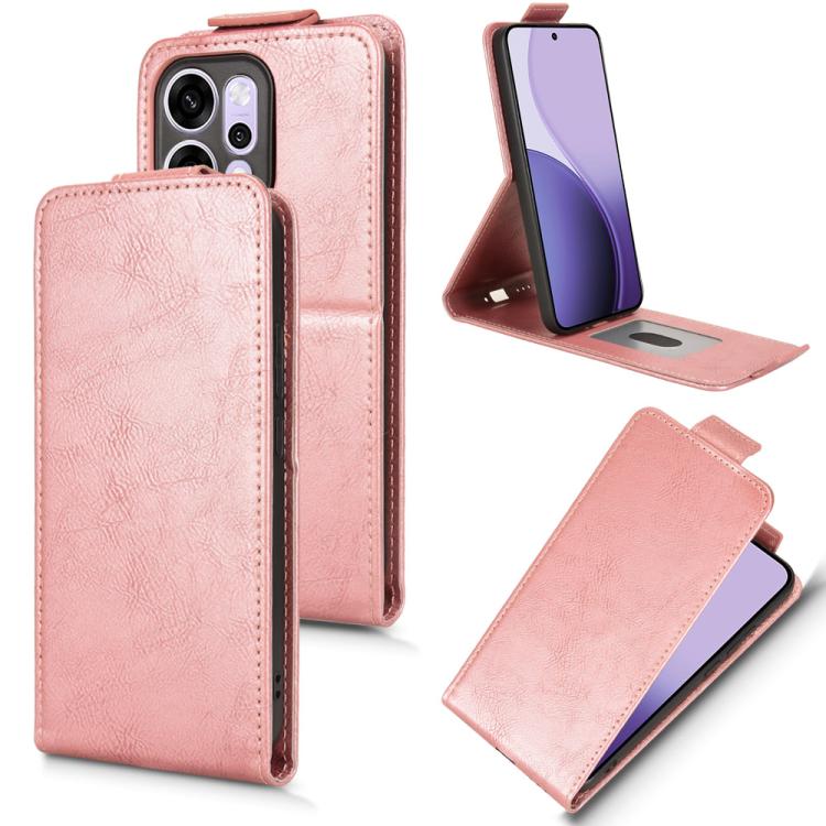 

For OPPO Reno14 Pro Global Magnetic Vertical Flip Leather Phone Case with Buckle(Rose Gold)