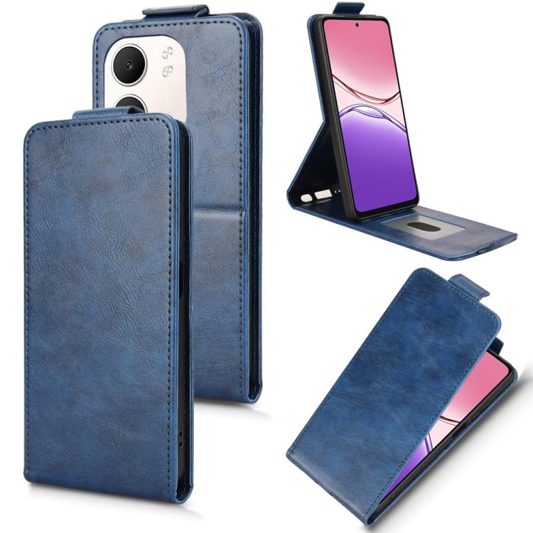

For OPPO A5x 5G / 4G Global Magnetic Vertical Flip Leather Phone Case with Buckle(Blue)