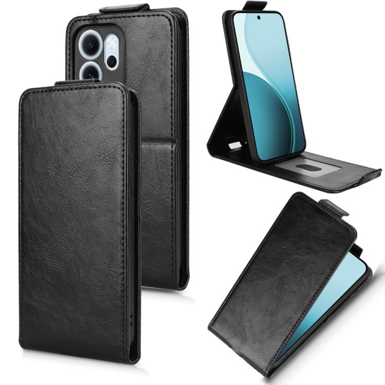 

For OPPO Reno14 F 5G Magnetic Vertical Flip Leather Phone Case with Buckle(Black)