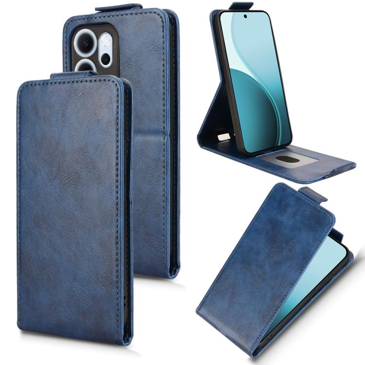 

For OPPO Reno14 F 5G Magnetic Vertical Flip Leather Phone Case with Buckle(Blue)