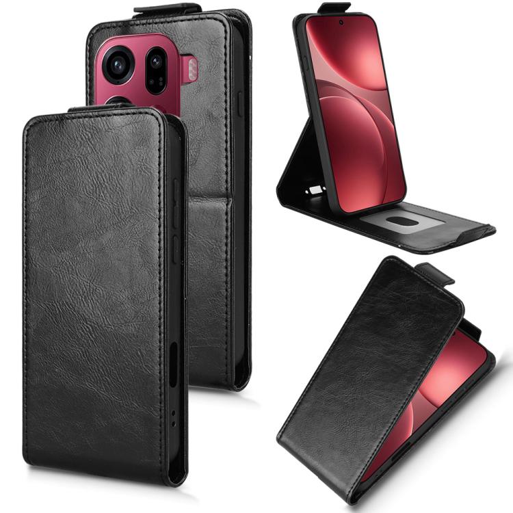 

For OPPO Find X9 Pro Magnetic Vertical Flip Leather Phone Case with Buckle(Black)