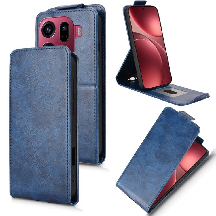 

For OPPO Find X9 Pro Magnetic Vertical Flip Leather Phone Case with Buckle(Blue)