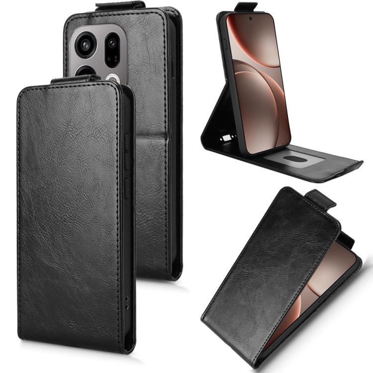 

For OPPO Find X9 Magnetic Vertical Flip Leather Phone Case with Buckle(Black)