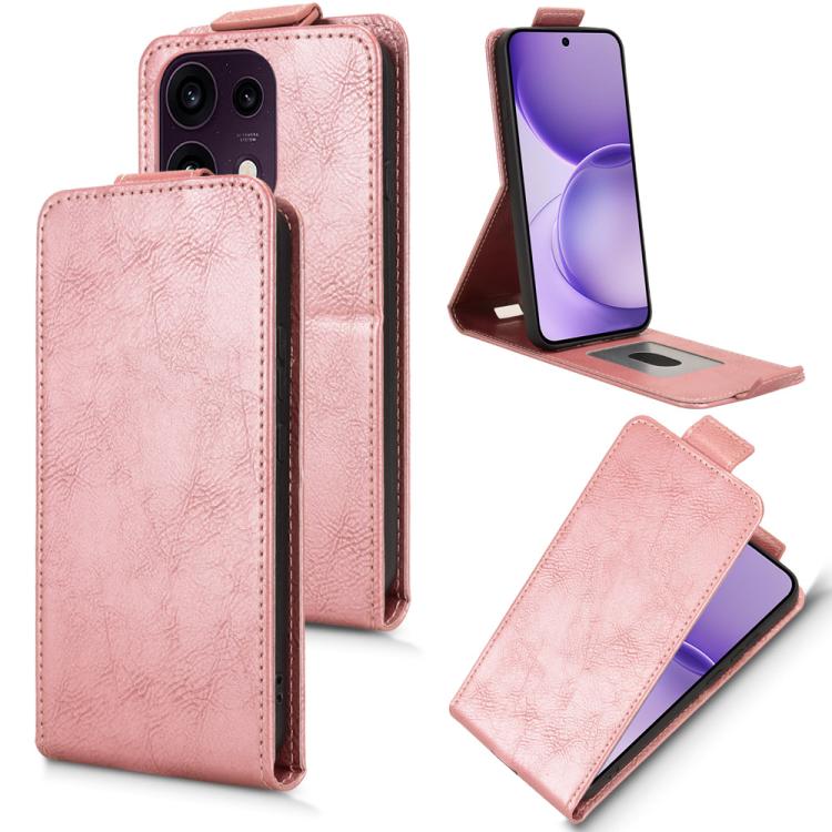 For OPPO Reno16 F 5G / Reno16 FS 5G Magnetic Vertical Flip Leather Phone Case with Buckle(Rose Gold)