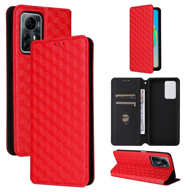 For ZTE Blade V41 Smart Optus X Max Cubic Grid Texture Flip