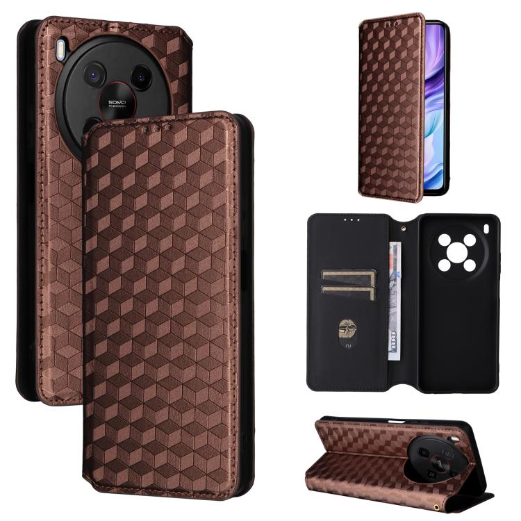 For ZTE Blade V70 Max nubia V70 Max Cubic Grid Texture Flip