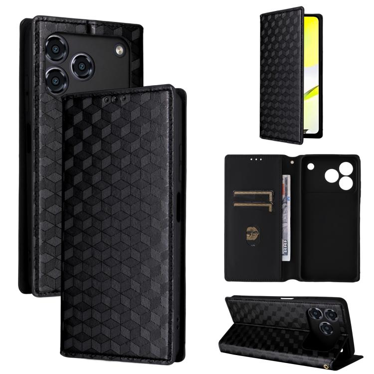 

For ZTE Blade A76 4G Cubic Grid Texture Flip Leather Phone Case(Black)