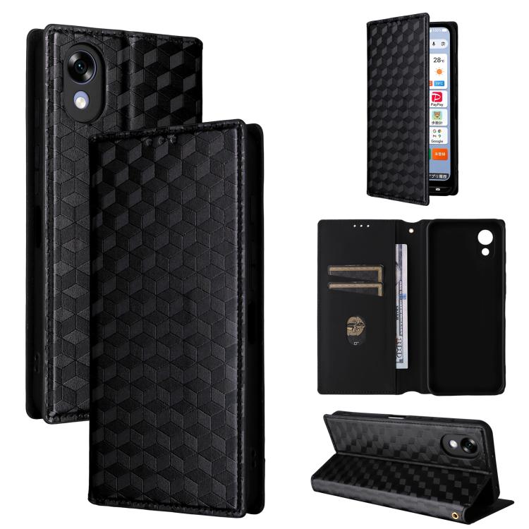 For ZTE Kantan Sumaho5 A601ZT Cubic Grid Texture Flip Leather Phone Case(Black)