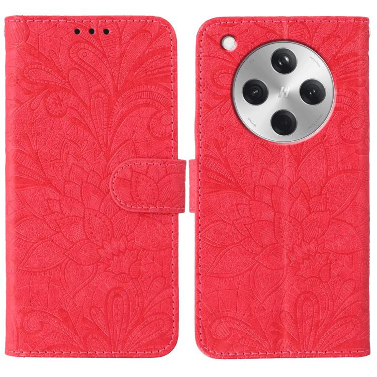 

For OPPO Find X8 Lace Flower Embossing Flip Leather Phone Case(Red)