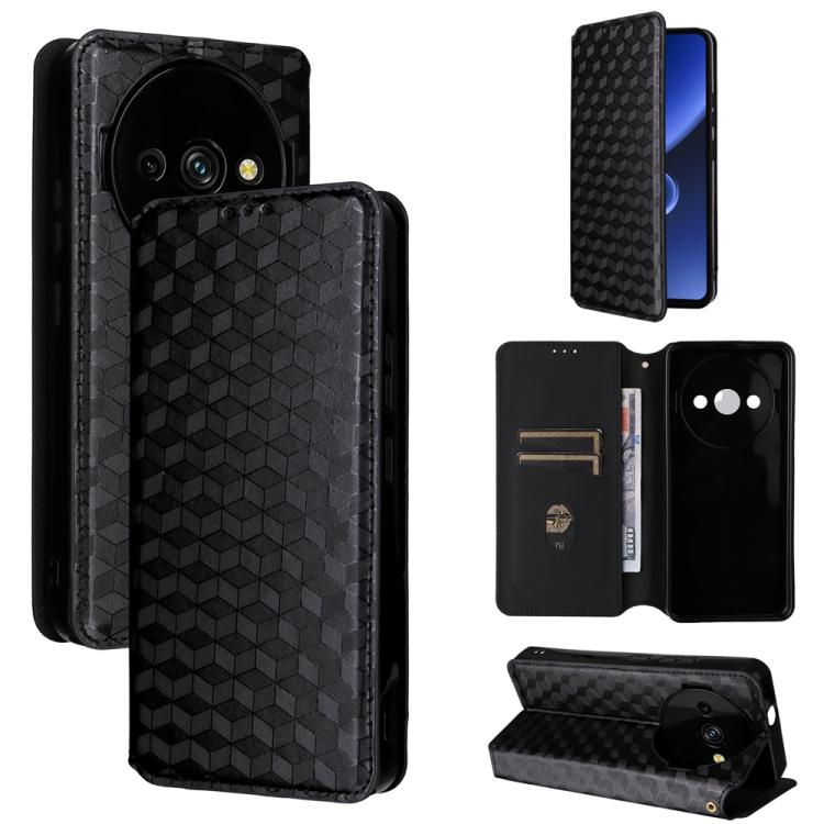 

For Oukitel C59 / C59 Pro Cubic Grid Texture Flip Leather Phone Case(Black)