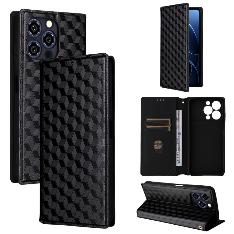 

For Oukitel C17 4G 2026 Cubic Grid Texture Flip Leather Phone Case(Black)