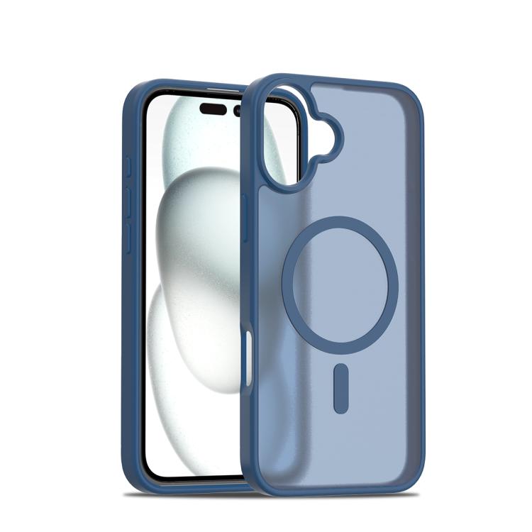 

For iPhone 16 Skin Feel TPU Hybrid PC MagSafe Phone Case(Blue)