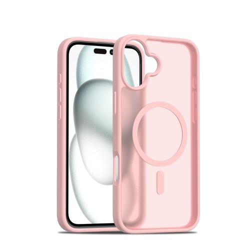 

For iPhone 16 Skin Feel TPU Hybrid PC MagSafe Phone Case(Pink)