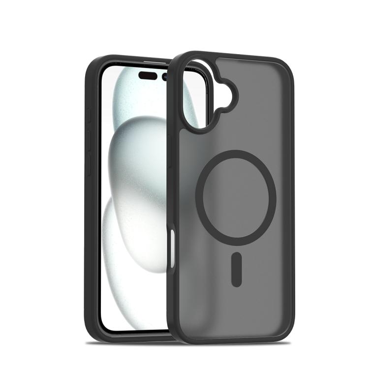 

For iPhone 16 Plus Skin Feel TPU Hybrid PC MagSafe Phone Case(Black)