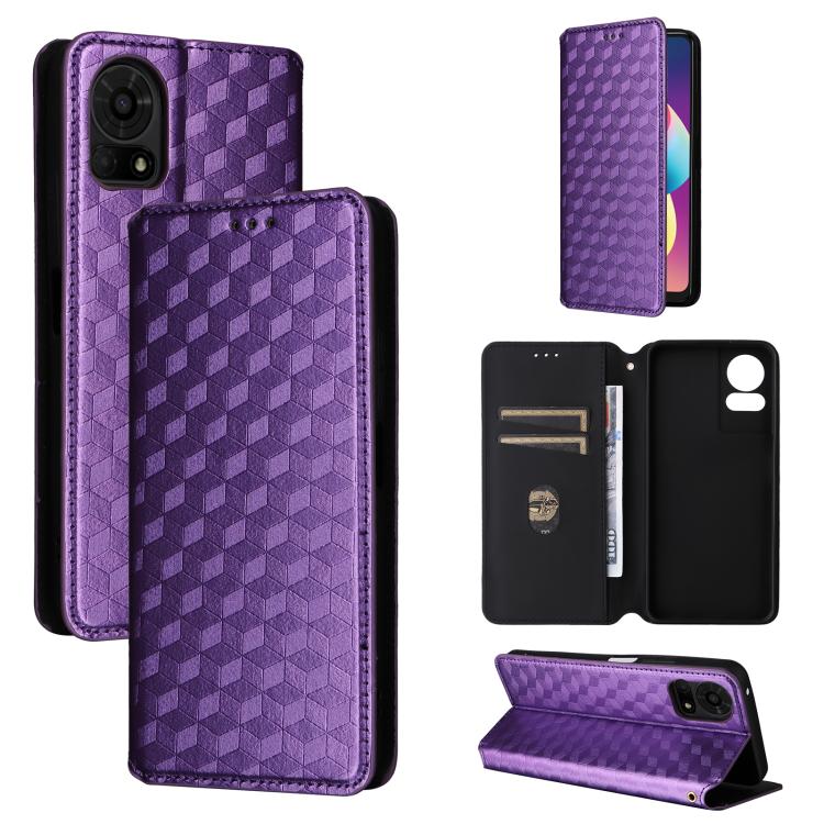 For TCL 50 LE / K23 / K24 Cubic Grid Texture Flip Leather Phone Case(Purple) For TCL 50 LE / K23 / K24 Cubic Grid Texture Flip Leather Phone Case(Purple)