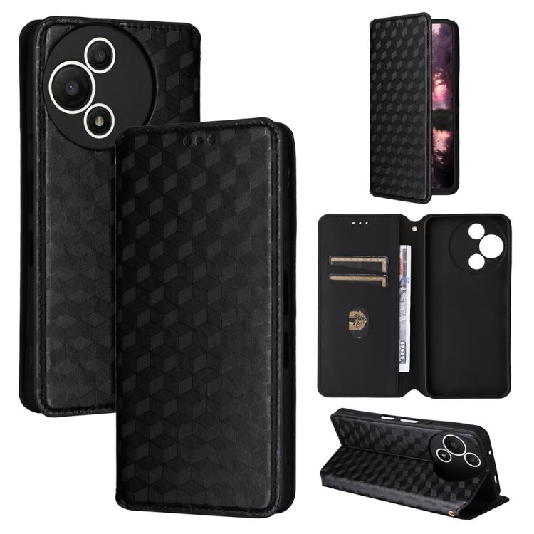 

For TCL 60 SE NxtPaper 5G Cubic Grid Texture Flip Leather Phone Case(Black)