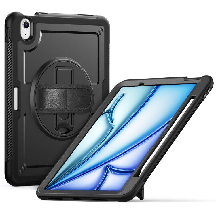 

For iPad Air 11 2025 / 2024 Honeycomb Hand Grip Turntable Stand Tablet Case(Black)