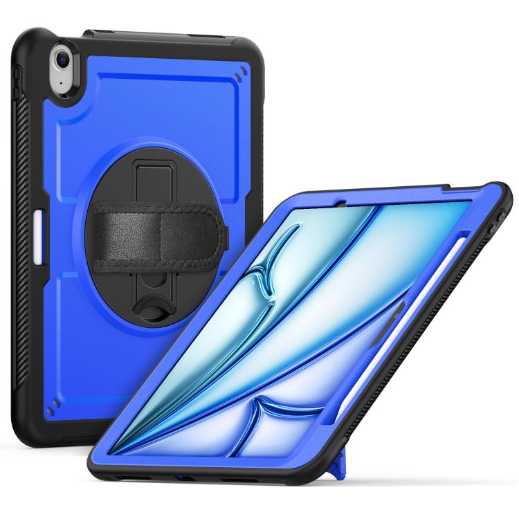

For iPad Air 11 2026 / 2025 / 2024 Honeycomb Hand Grip Turntable Stand Tablet Case(Dark Blue)