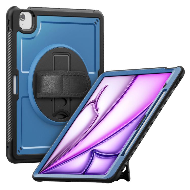 

For iPad Air 13 2025 / 2024 Honeycomb Hand Grip Turntable Stand Tablet Case(Navy Blue)