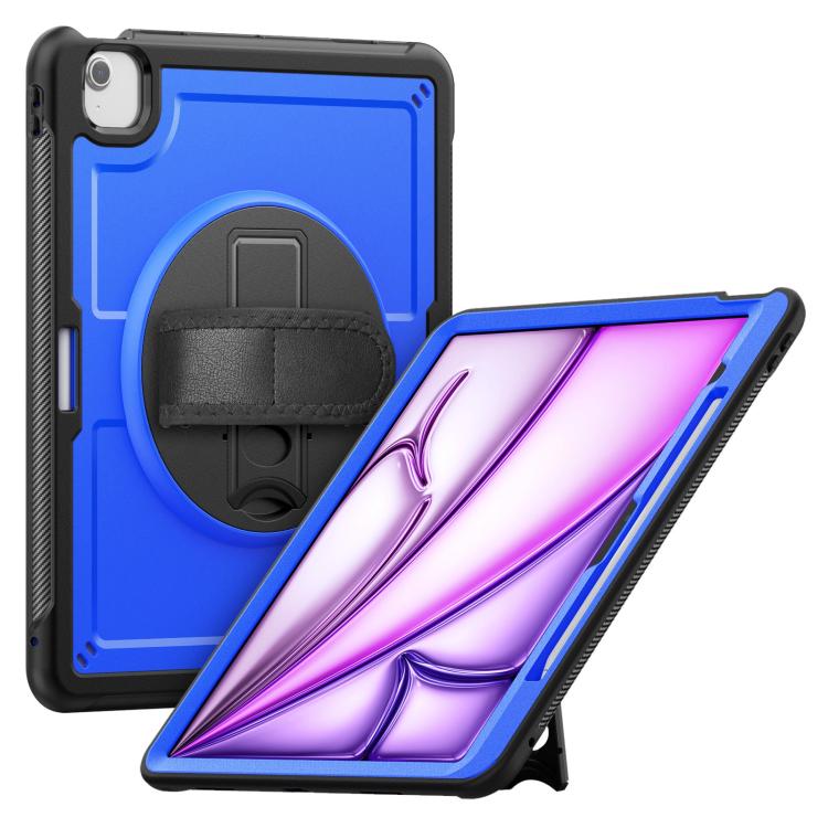 

For iPad Air 13 2025 / 2024 Honeycomb Hand Grip Turntable Stand Tablet Case(Dark Blue)