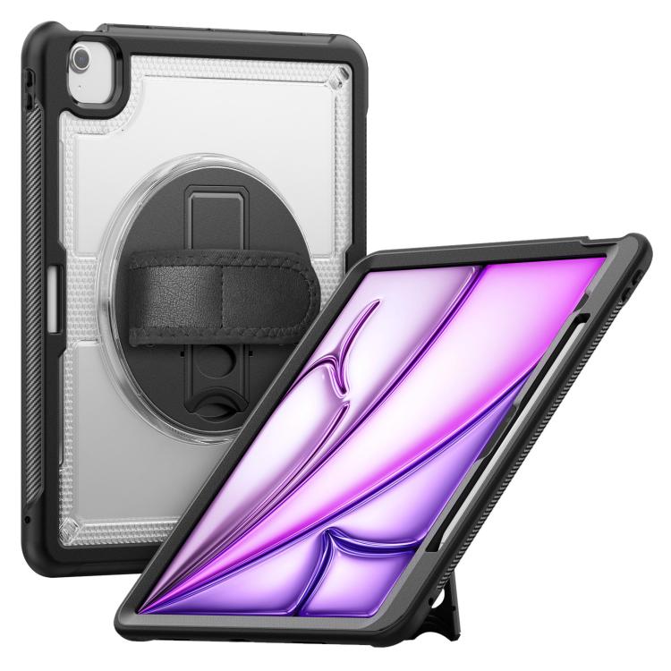 

For iPad Air 13 2025 / 2024 Honeycomb Hand Grip Turntable Stand Tablet Case(Transparent)