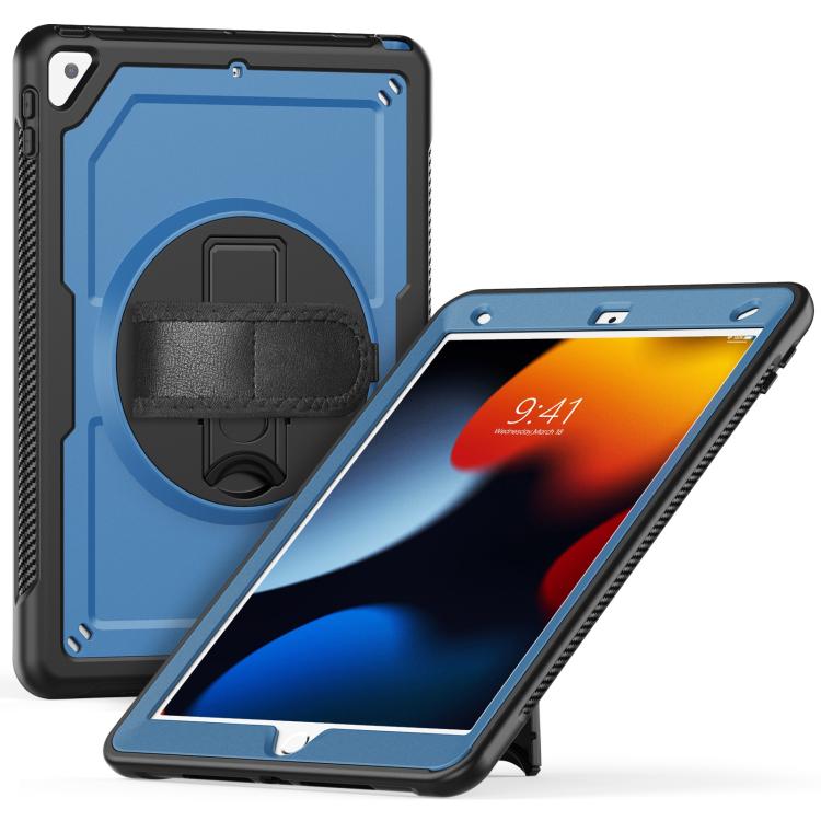 

For iPad 10.2 2021 / 2020 / 10.5 2019 Honeycomb Hand Grip Turntable Stand Tablet Case(Navy Blue)