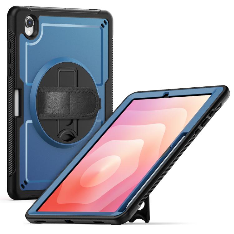 

For Samsung Galaxy Tab S10 Lite / S10 FE Honeycomb Hand Grip Turntable Stand Tablet Case(Navy Blue)