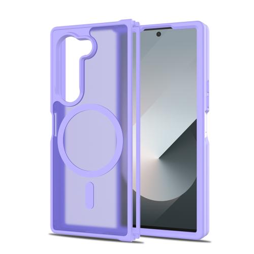 

For Samsung Galaxy Z Fold6 Skin Feel TPU Hybrid PC MagSafe Phone Case(Purple)