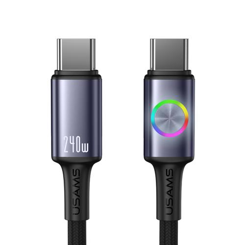 

USAMS SJ751 240W Type-C to Type-C Aluminum Alloy Data Cable with Colorful Light, Length: 1.2m(Gunmetal)