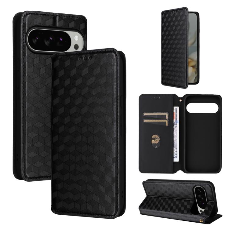 

For Google Pixel 10 Pro XL Cubic Grid Texture Flip Leather Phone Case(Black)