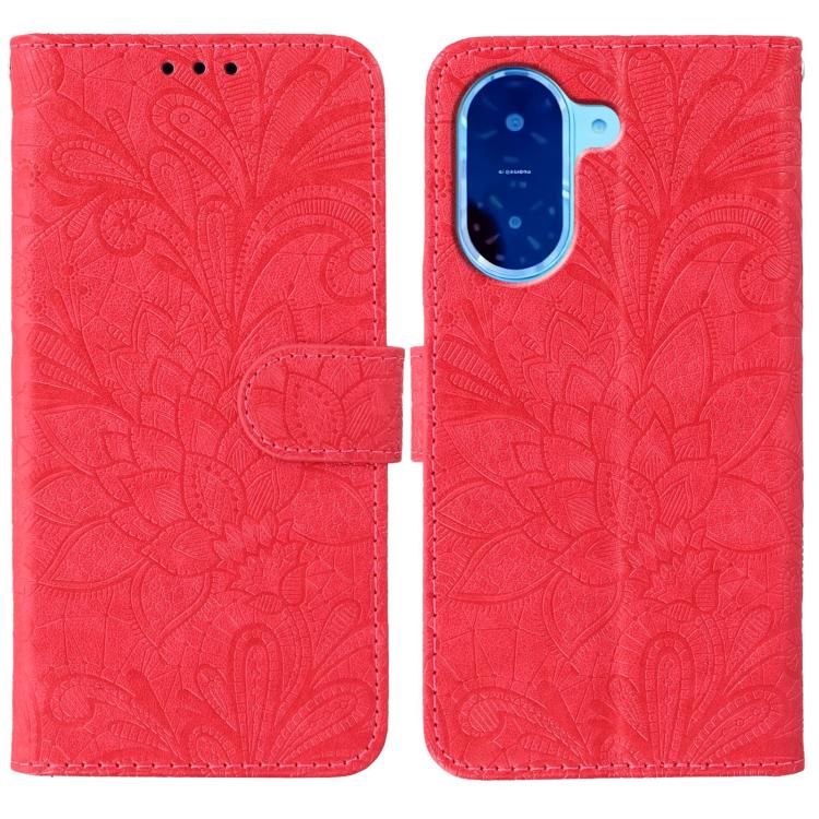 

For Redmi A5 4G 173.3mm Lace Flower Embossing Flip Leather Phone Case(Red)
