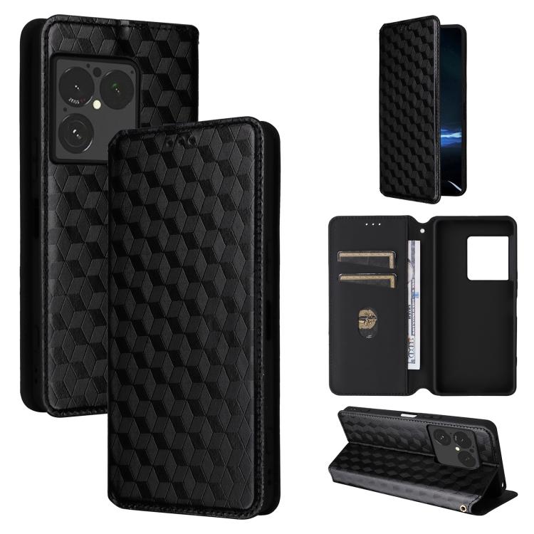 

For Sony Xperia 1 VIII Cubic Grid Texture Flip Leather Phone Case(Black)