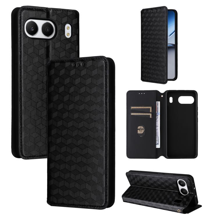 

For OnePlus Nord 4 Cubic Grid Texture Flip Leather Phone Case(Black)