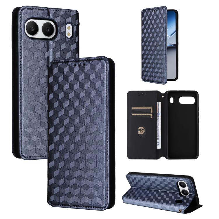 

For OnePlus Nord 4 Cubic Grid Texture Flip Leather Phone Case(Blue)