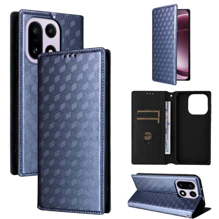 

For OnePlus 15 Cubic Grid Texture Flip Leather Phone Case(Blue)