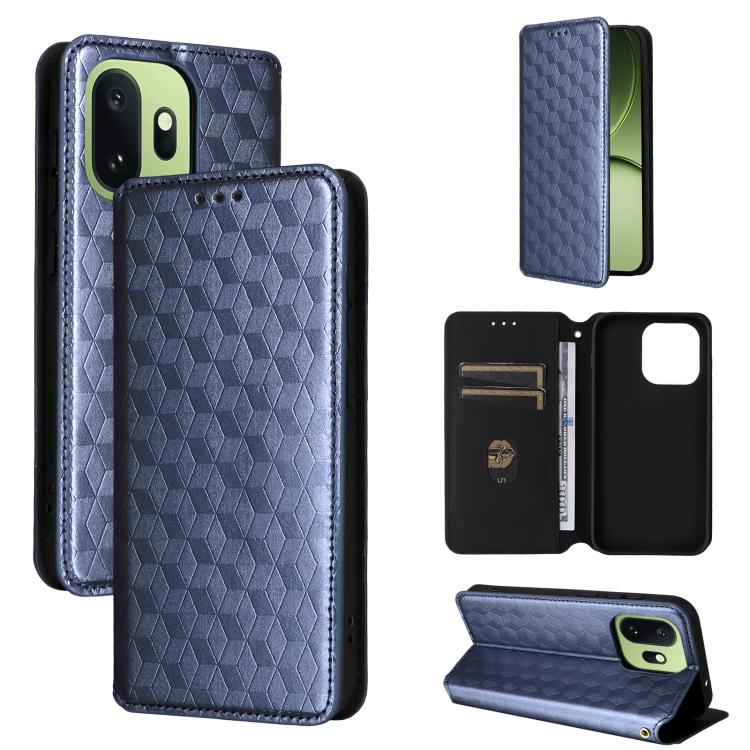 For OnePlus 15T 5G Cubic Grid Texture Flip Leather Phone Case(Blue) — купить у Sunsky-online WW