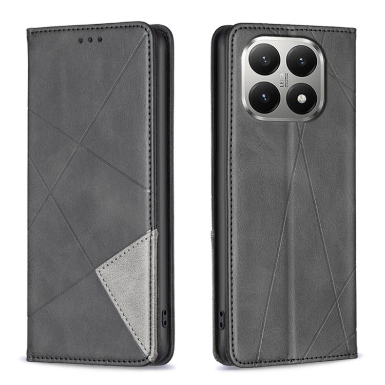 

For Xiaomi 15T 5G Rhombus Texture Magnetic Leather Phone Case(Black)