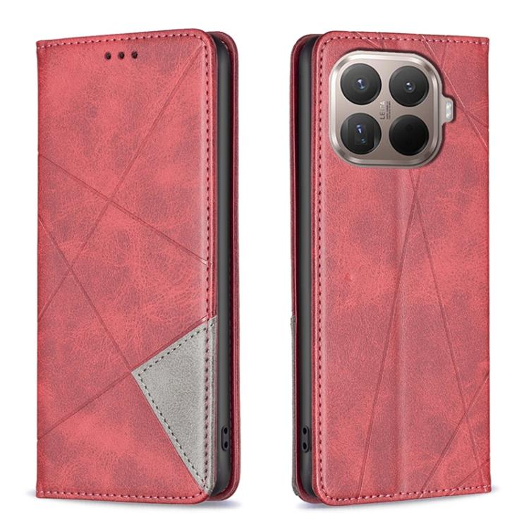 

For Xiaomi 15T Pro Rhombus Texture Magnetic Leather Phone Case(Red)