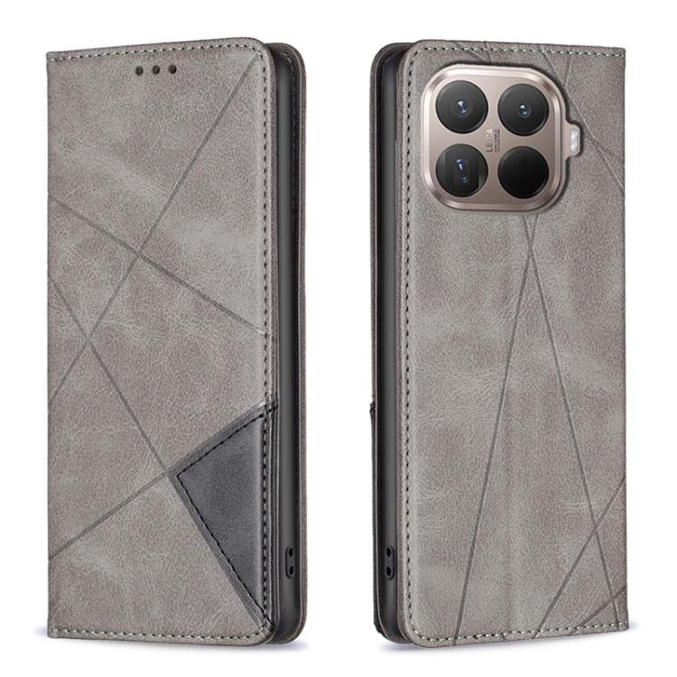 

For Xiaomi 15T Pro Rhombus Texture Magnetic Leather Phone Case(Grey)
