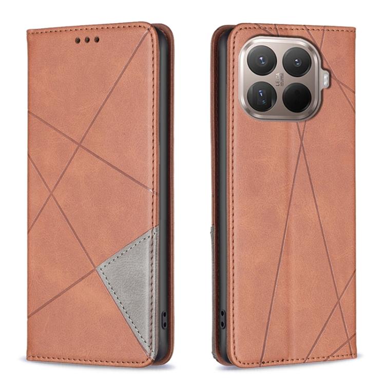 

For Xiaomi 15T Pro Rhombus Texture Magnetic Leather Phone Case(Brown)