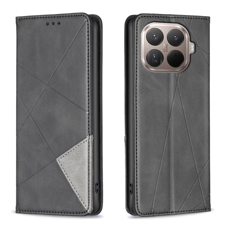 

For Xiaomi 15T Pro Rhombus Texture Magnetic Leather Phone Case(Black)