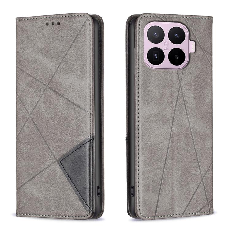 

For Xiaomi 17T 5G Rhombus Texture Magnetic Leather Phone Case(Grey)